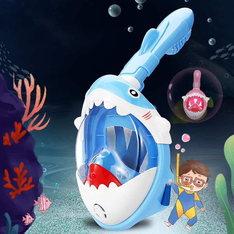 Kids Full Face Snorkel Mask for Kids 4-16, Foldable Snorkeling Gear 
