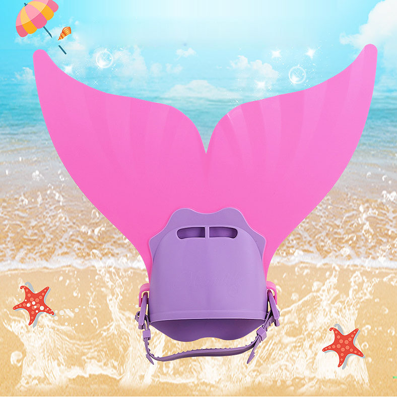 Adjustable Swim Fin Diving Monofin Swimming Foot Flipper Mono Fin Swim Training Wave Snorkeling Open Heel Fins Flippers for Kids Children