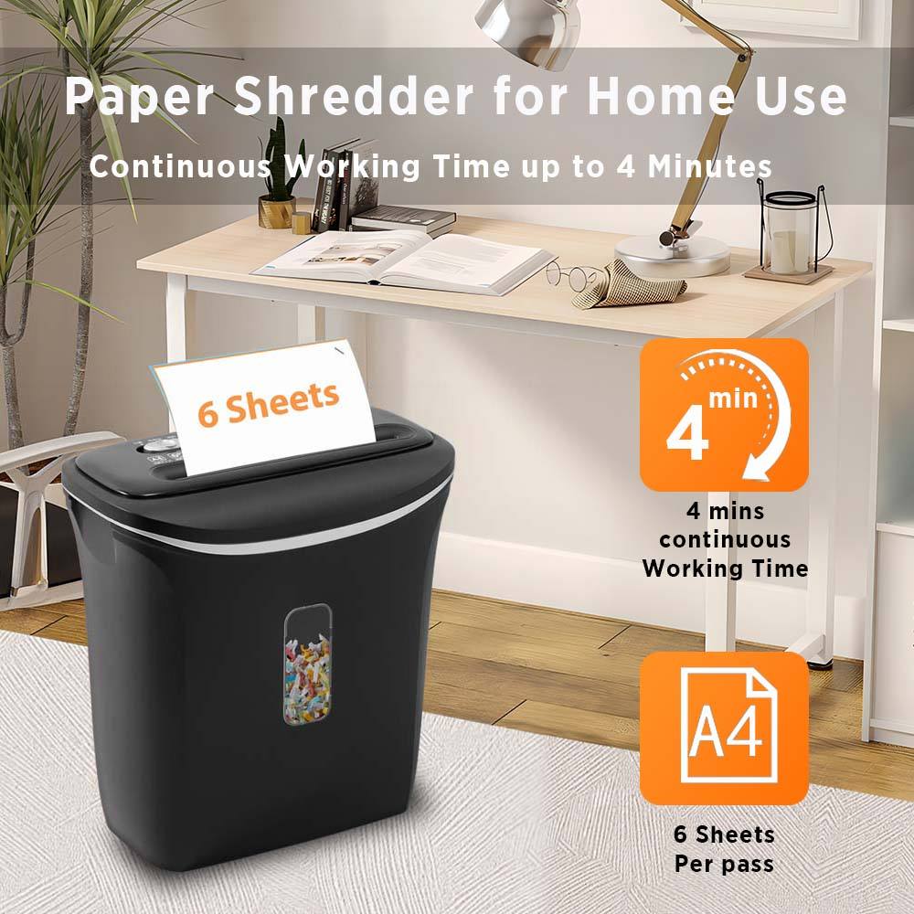 KuoRui 506C L4 6 Sheets Strip Cut 4*30mm Shredding Effect Electric Silent Paper Shredder for Office
