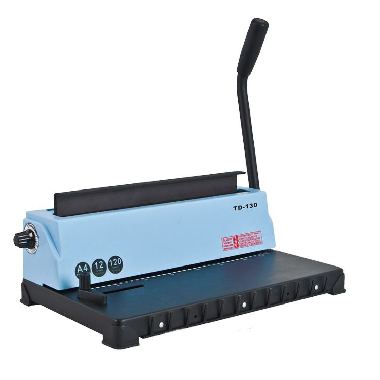 TD-130 Customizable Manual Double-Wire Binding Machine Sturdy Metal Construction Punch 12 Sheets/Bind 120 Sheets Binder