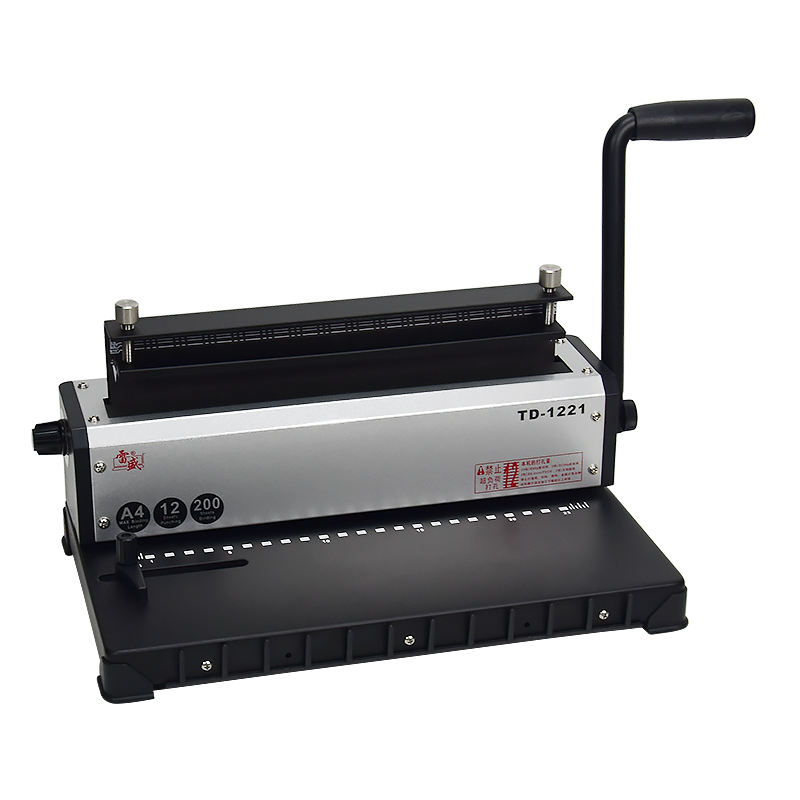 TD-1221 Manual Power Wire Binder 2-in-1 Hole Puncher and 3-in-1 Coil Double Wire Binding Machine