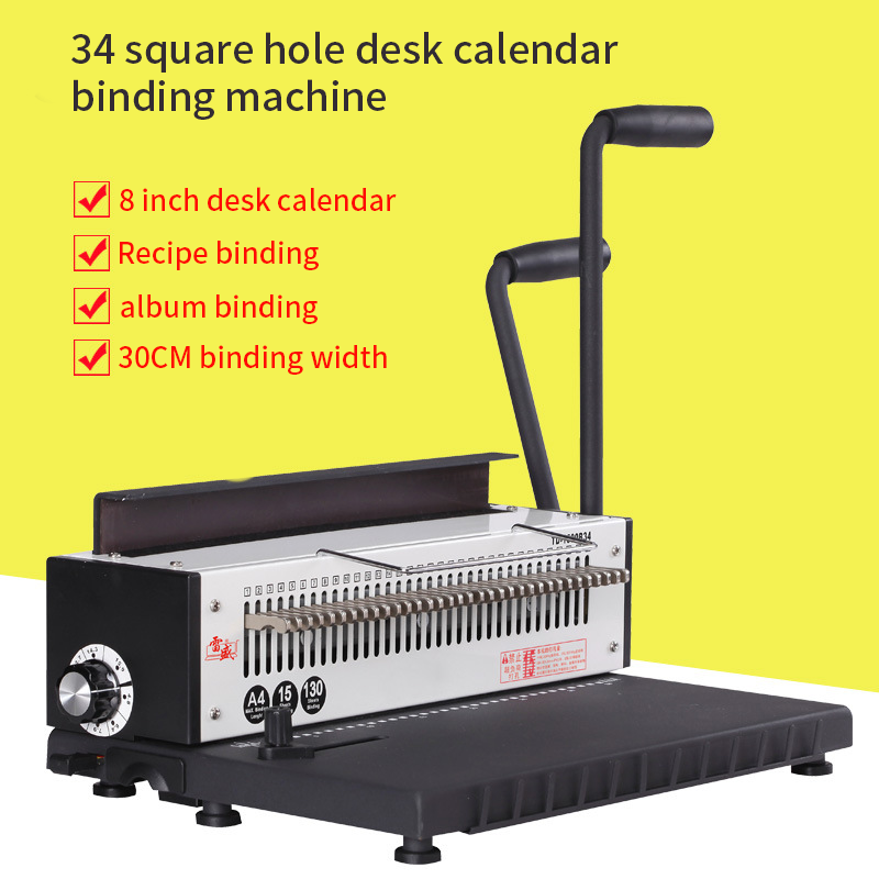 TD-1500B34 Desktop 4*4mm Square 34 Holes Manual Iron Ring Binding Machine