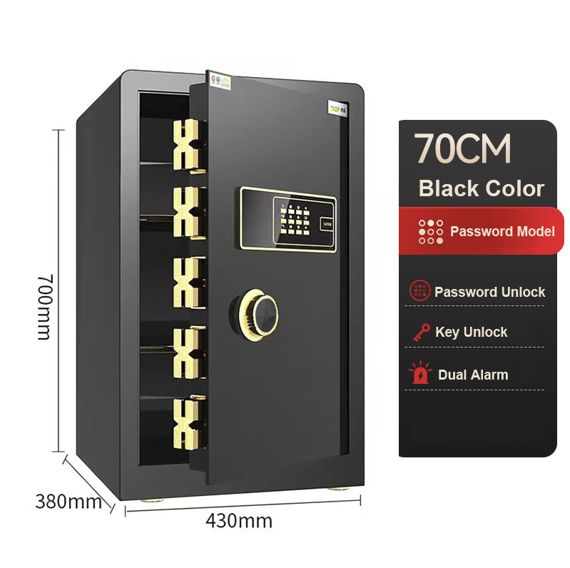 H70 Electronic Anti-Theft Fireproof Steel Safe Box with Digital Lock and Key Lock for Home Hotel Office Storage