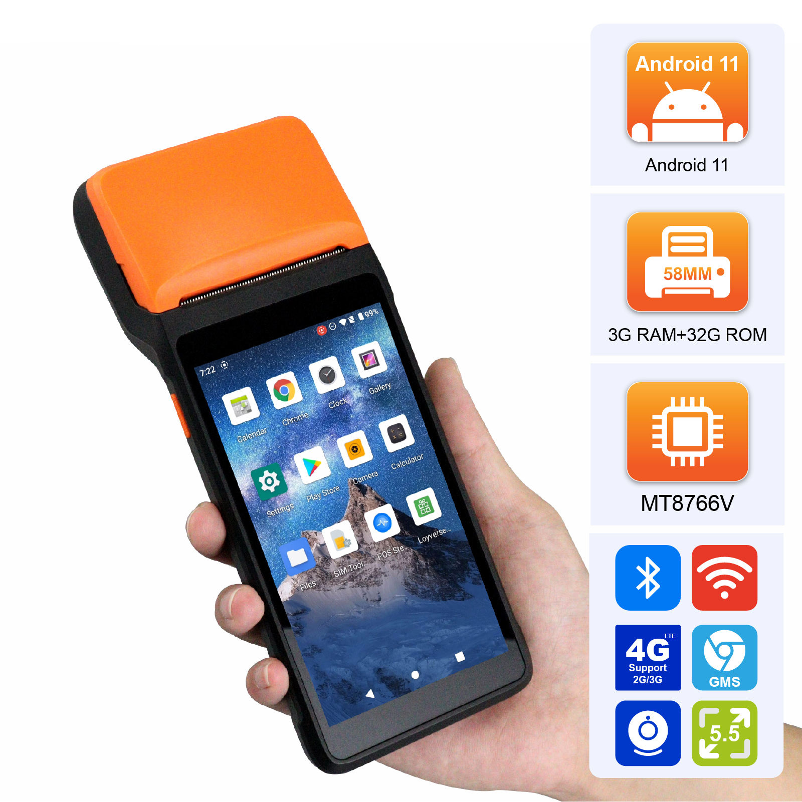 V511 Android 11 Pos Machine MHT-M3 3+32GB Handheld Pos System Touch Screen Cash Register Point of Sale Android Pos Terminal