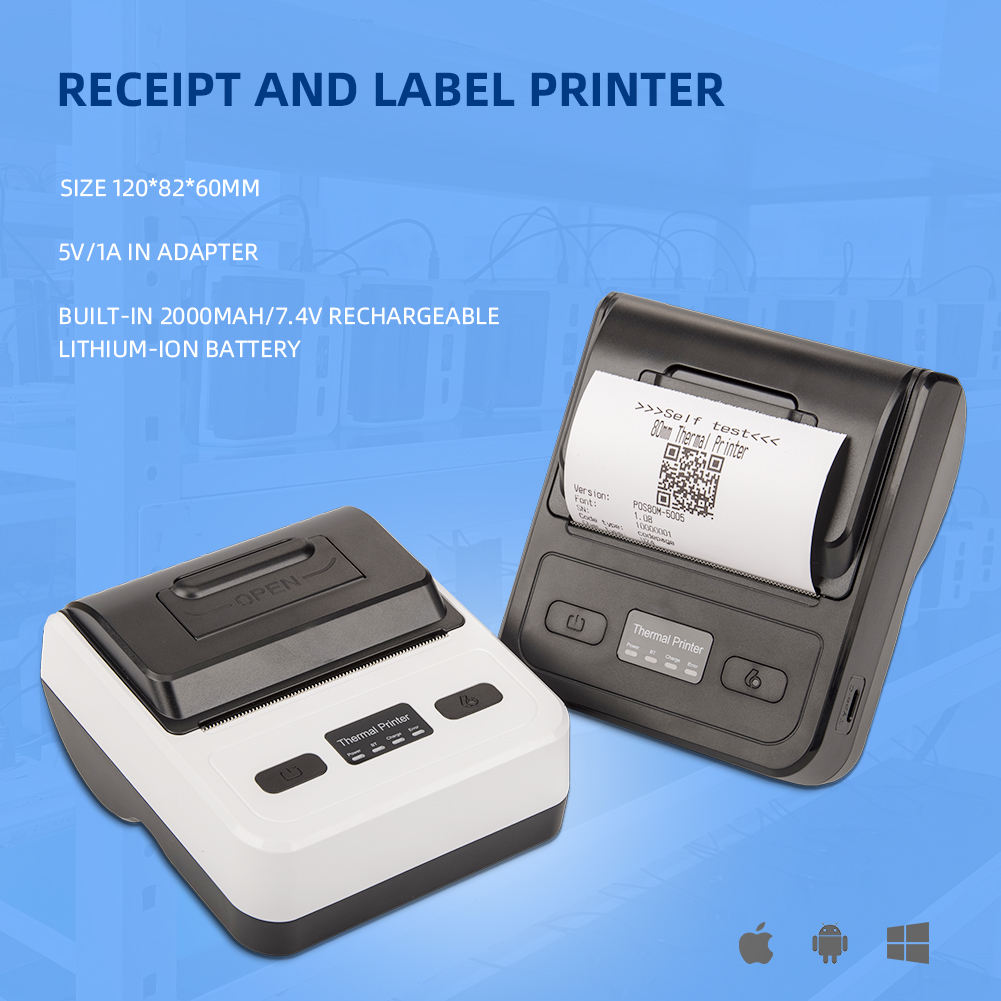 MP-80M 3inch Mini Portable 80mm Bt Mobile Thermal Printer 80mm Bluetooth Portable Thermal Receipt Printer