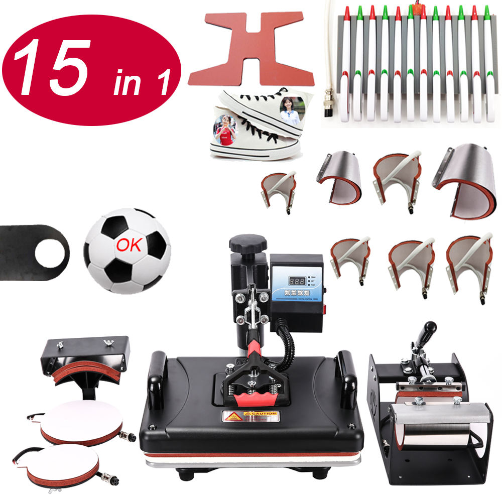 HY-1501 15-in-1 Semi-Automatic Heat Press Combo Machine 29*38cm Sublimation Transfer Printing Machine