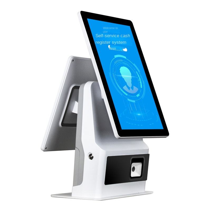 Z822 Dual-Screen Touch White/Black Cash Register Supermarket Catering Scan-Print All-in-One Self-Service Smart Checkout